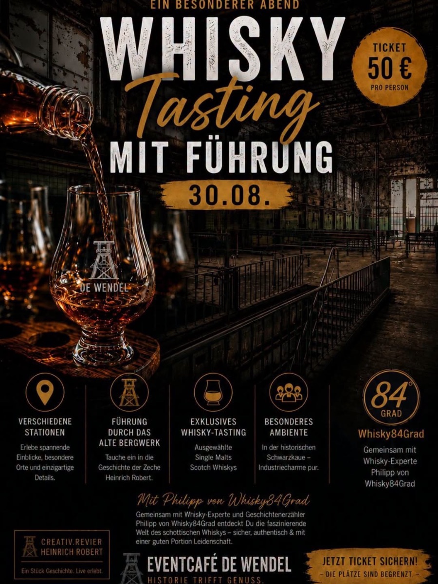 Whisky-Tasting mit Führung im Café de Wendel